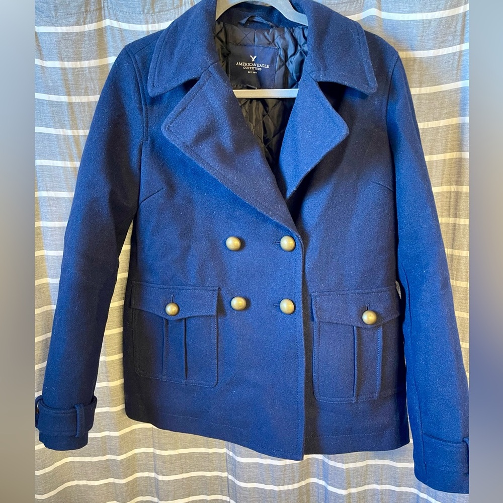 American Eagle - Peacoat Jacket - Women's Navy Blue Coat